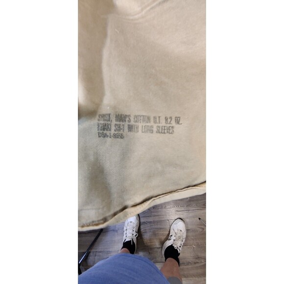 Vtg 60s Military Mens Small 1960 8.2 oz Khaki Field Button Shirt USA 15.5x32 - Picture 10 of 13